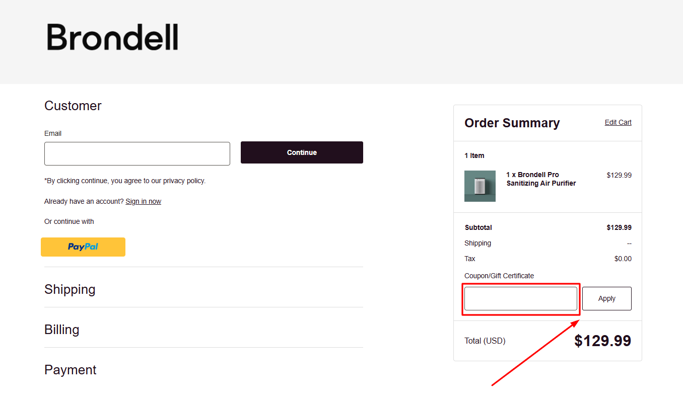 How to activate a Brondell promo code